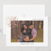 roos gouden sneeuwvlokken feestdagenkaart (Voorkant / Achterkant)