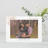 roos gouden sneeuwvlokken feestdagenkaart (Staand voorkant)