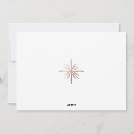 roos gouden sneeuwvlokken feestdagenkaart (Achterkant)