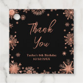 Roos Gouden Sneeuwvlokken Verjaardag Bedankt Bedankjes Labels (Voorkant)