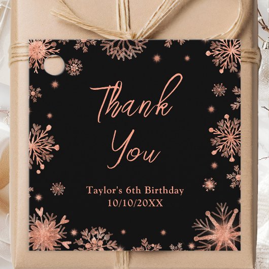 Roos Gouden Sneeuwvlokken Verjaardag Bedankt Bedankjes Labels