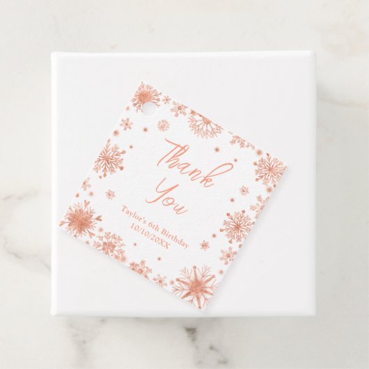 Roos Gouden Sneeuwvlokken Verjaardag Bedankt Bedankjes Labels (In situ)