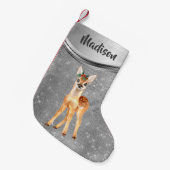 Roos Gouden Sparkle Deer Fawn Gepersonaliseerd Kleine Kerstsok (Voorkant (Hangend))