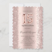 Roos Gouden Sparkle Diamonds Quinceanera Kaart (Voorkant)