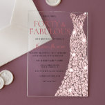 Roos Gouden Sparkle Dress 40e Verjaardag Acryl Uitnodigingen<br><div class="desc">Roos Gold Sparkle Dress 40th Birthday Invite Acryl Invitations - 40 & Fabulous womans 40th verjaardagsfeestje Variaties op de uitnodiging en bijpassende artikelen in onze winkel</div>