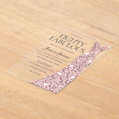 Roos Gouden Sparkle Dress 80ste Verjaardag Acryl Uitnodigingen (Laagn)