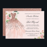 Roos Gouden Sparkle Dress Floral Bat Mitzvah Kaart<br><div class="desc">Meer kleurenopties in de Little Bayleigh Store!</div>
