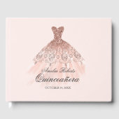 Roos Gouden Sparkle Dress Quinceanera Gastboek Gastenboek (Voorkant)