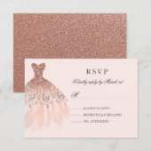 Roos Gouden Sparkle Dress Quinceanera RSVP (Voorkant / Achterkant)