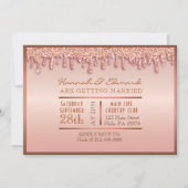 Roos Gouden Sparkle Drippy Drip Bruiloft Kaart (Voorkant)