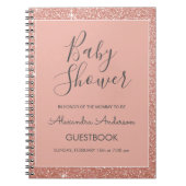 Roos Gouden Sparkle Glitter Baby shower Guestbook Notitieboek (Voorkant)