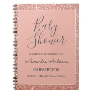 Roos Gouden Sparkle Glitter Baby shower Guestbook Notitieboek