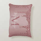 Roos Gouden Sparkle Glitter Drips Monogram Baby Accent Kussen (Achterkant (Verticaal))