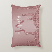 Roos Gouden Sparkle Glitter Drips Monogram Baby Accent Kussen (Voorkant(Verticaal))
