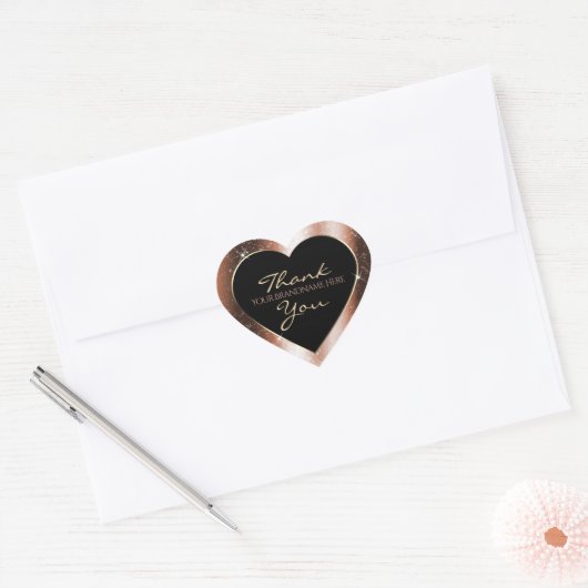 Roos Gouden Sparkle Glitter Lijst Glam Dank u Hart Sticker (Envelop)