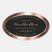 Roos Gouden Sparkle Glitter Lijst Glam Product Lab Ovale Sticker (Voorkant)