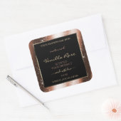 Roos Gouden Sparkle Glitter Lijst Glam Product Lab Vierkante Sticker (Envelop)