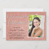 Roos Gouden Sparkle Glitter Quinceañera Celebratio Kaart (Voorkant)
