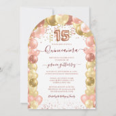 Roos Gouden Sparkle Jurk Quinceañera Balloon Arch Kaart (Achterkant)