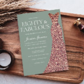 Roos Gouden Sparkle Jurk Sage 80ste Verjaardagsfee Kaart