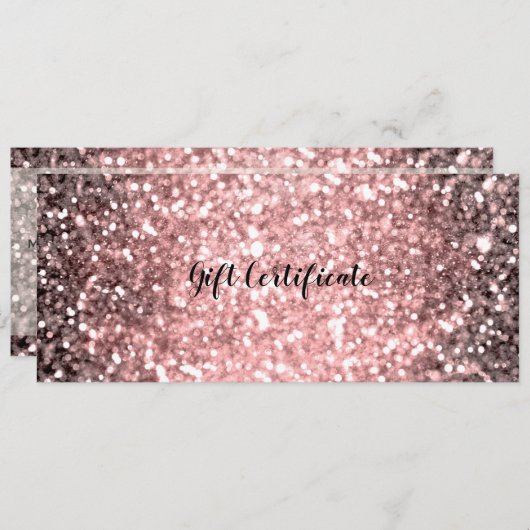 Roos Gouden Sparkle Lights Sparkly Cadeaubon Kaart (Voorkant / Achterkant)