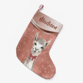 Roos Gouden Sparkle Llama  Gepersonaliseerd Kleine Kerstsok (Voorkant (Hangend))