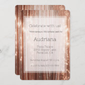 Roos Gouden Sparkle Tinsel Stripes 16e verjaardag Kaart (Voorkant / Achterkant)