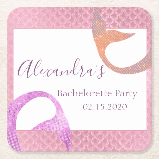 Roos Gouden Sparkle Zeemeermin Bachelorette Party Kartonnen Onderzetters (Voorkant)