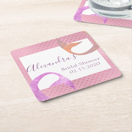 Roos Gouden Sparkle Zeemeermin Vrijgezellenfeest O Kartonnen Onderzetters (Schuin)