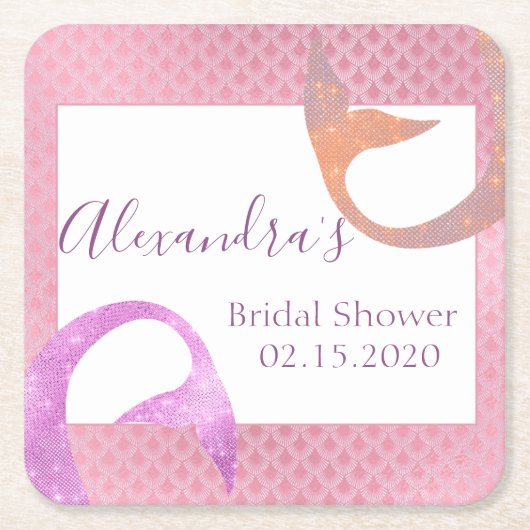 Roos Gouden Sparkle Zeemeermin Vrijgezellenfeest O Kartonnen Onderzetters (Voorkant)