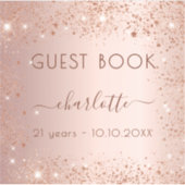 Roos gouden sparkles verjaardag Gastboek Sticker (Voorkant)