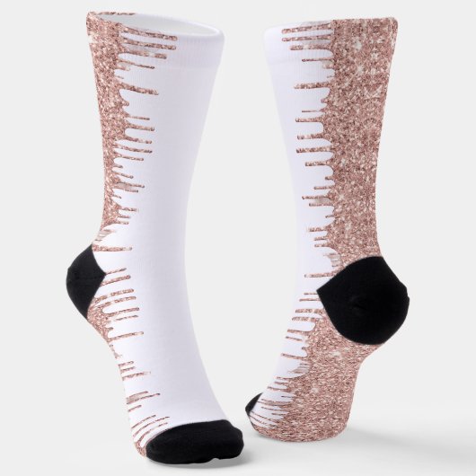 Roos Gouden Sparkly Witte Sokken (Gebogen)