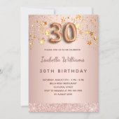 Roos gouden sterren 30e verjaardag kaart (Voorkant)