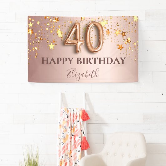 Roos gouden sterren 40e verjaardag spandoek (Insitu)