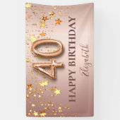 Roos gouden sterren 40e verjaardag spandoek (Verticaal)