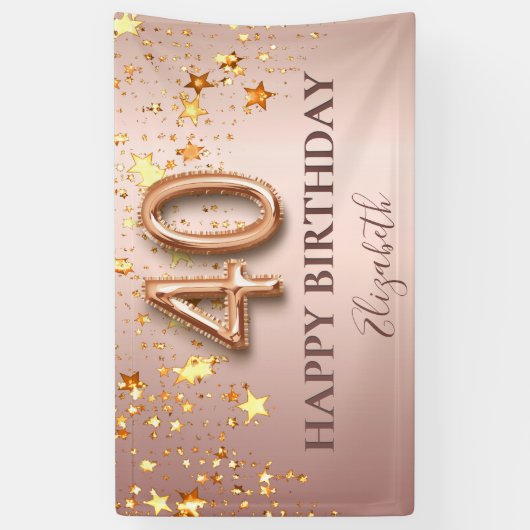 Roos gouden sterren 40e verjaardag spandoek (Verticaal)