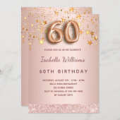 Roos gouden sterren 60e verjaardag kaart (Voorkant / Achterkant)