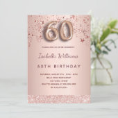 Roos gouden sterren 60e verjaardag kaart (Staand voorkant)