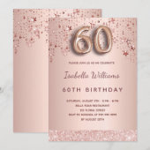 Roos gouden sterren 60e verjaardag kaart (Voorkant / Achterkant)