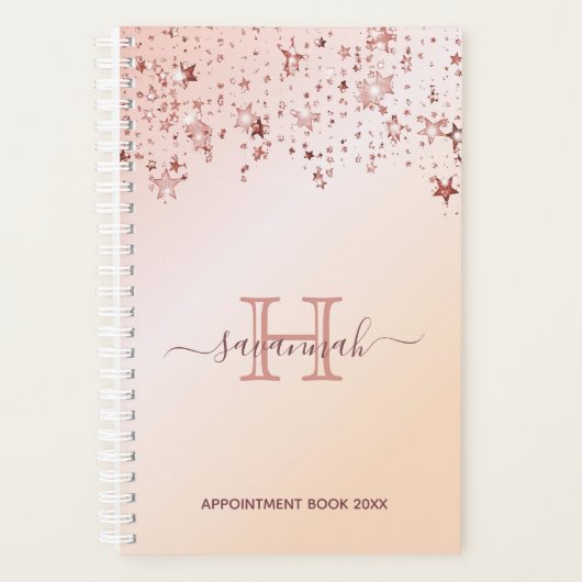 Roos gouden sterren afspraken monogram planner (Voorkant)