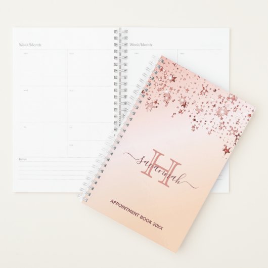 Roos gouden sterren afspraken monogram planner (Display)