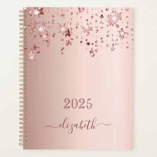 Roos gouden sterren blush roze 2026 planner (Voorkant)