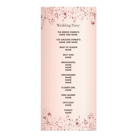 Roos gouden sterren bruiloft programma (Achterkant)