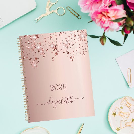 Roos gouden sterren druppelen monogram naam girly  planner