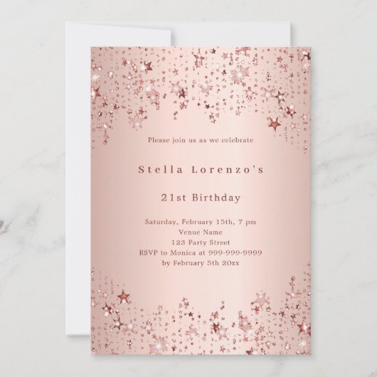 Roos gouden sterren foto collage verjaardag kaart (Voorkant)