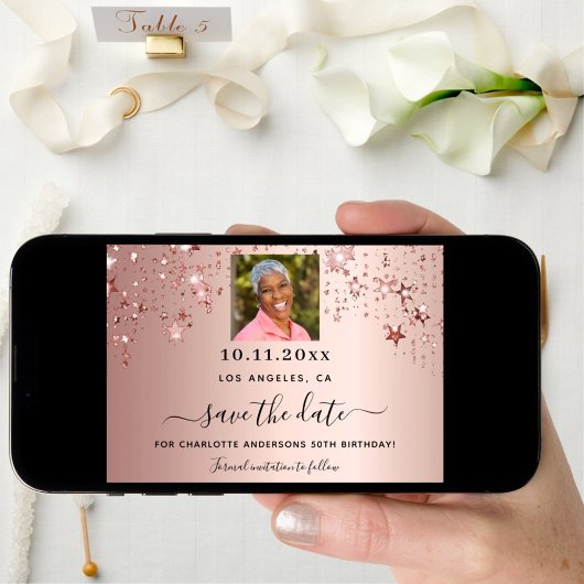 Roos gouden sterren foto Verjaardag Save The Date