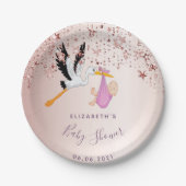 Roos gouden sterren in het baby shower papieren bordje (Voorkant)