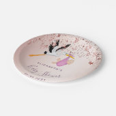 Roos gouden sterren in het baby shower papieren bordje (Gekanteld)