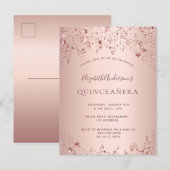 Roos gouden sterren in Quinceanera Briefkaart (Voorkant / Achterkant)