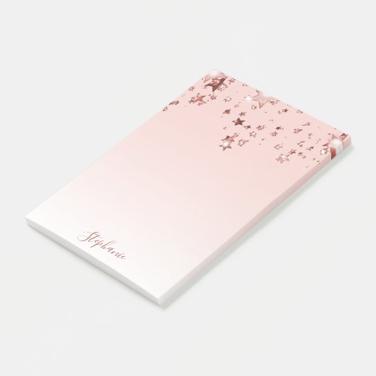 Roos gouden sterren koper ombre witte pastel post-it® notes (Schuin)